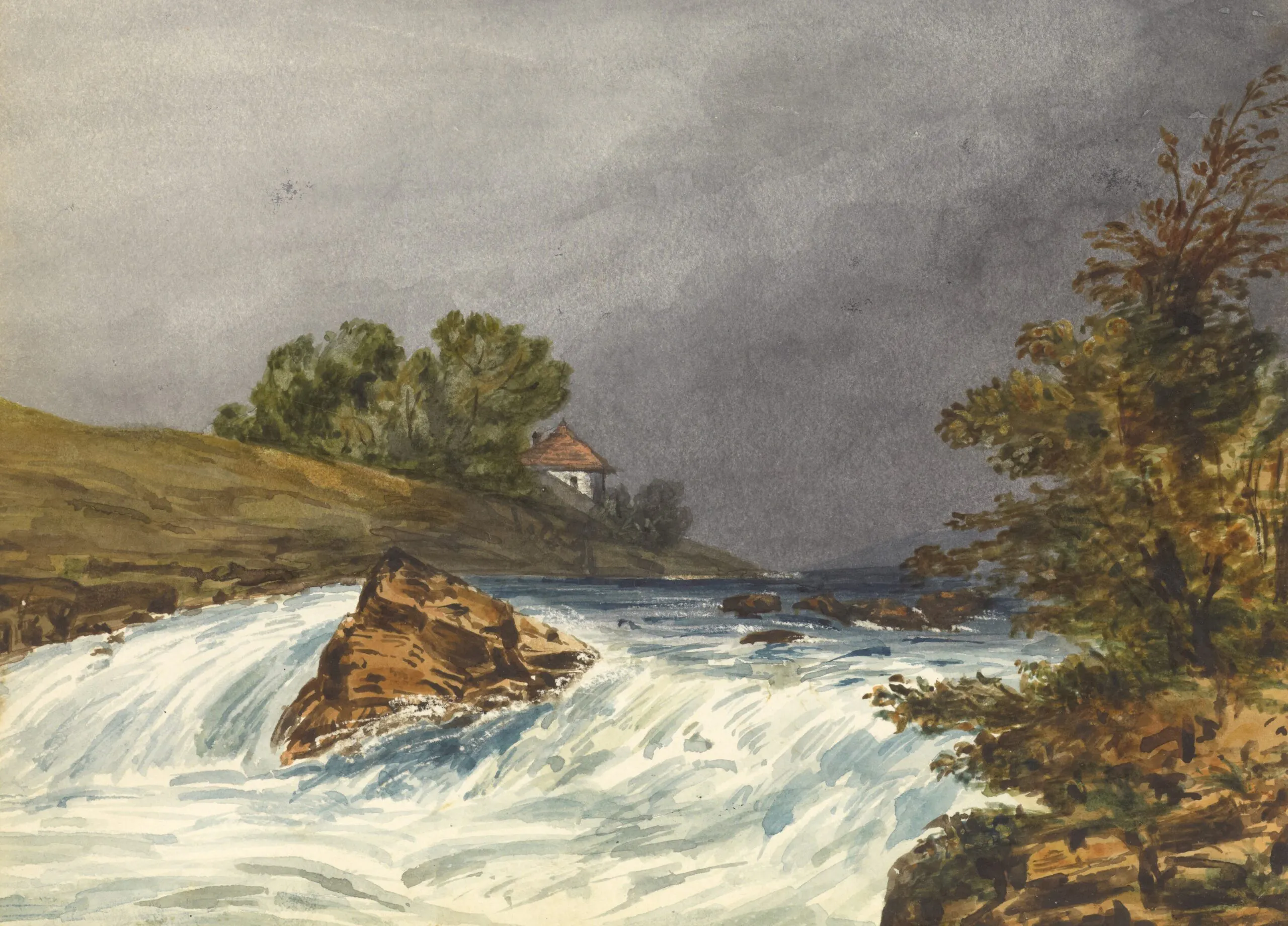 River Scene with House by Samuel H Owen More.