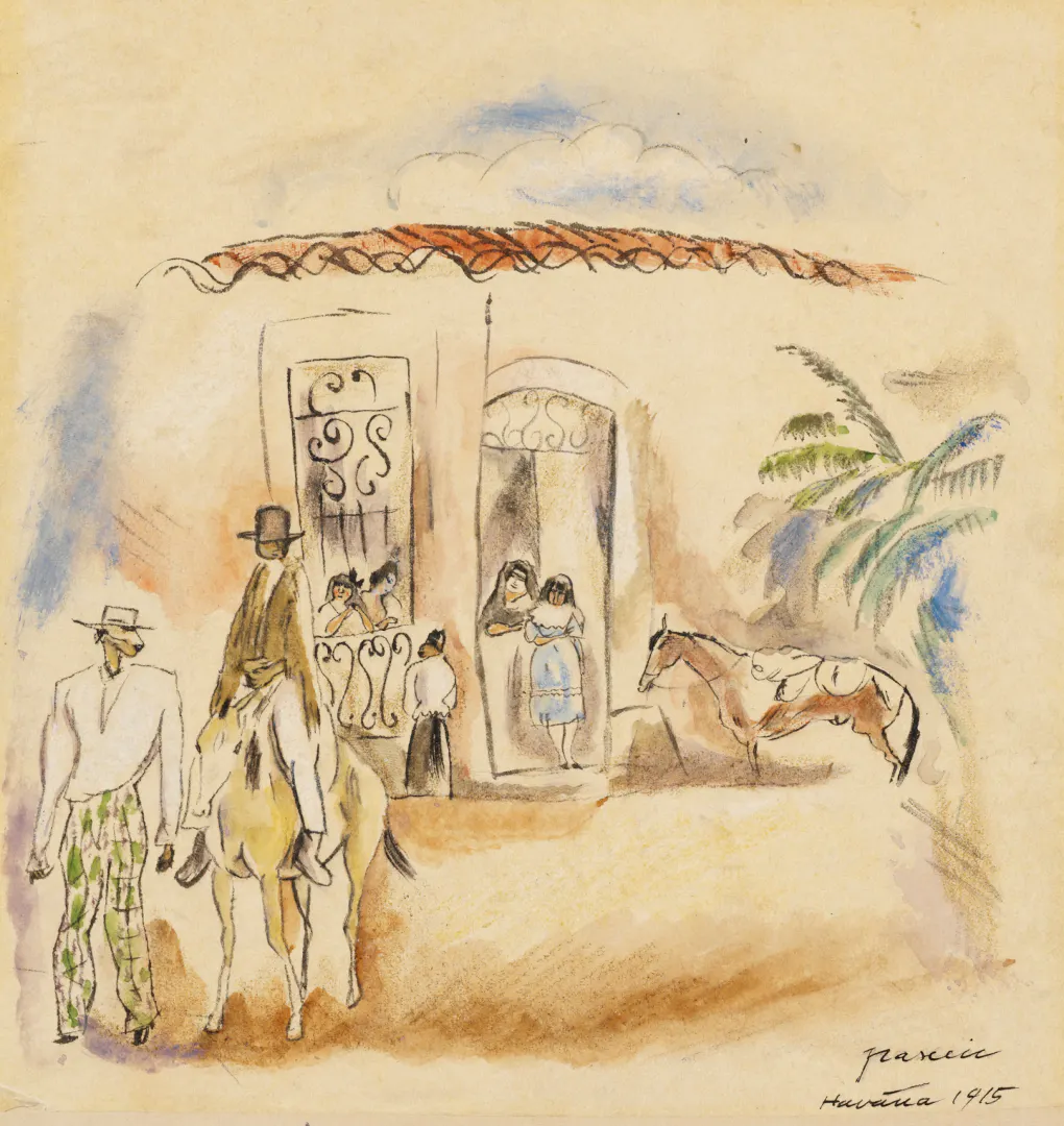 Figure Group, Man with Green Plaid Trousers by Jules Pascin.