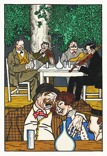 At the Heuriger (1911) by Moriz Jung.