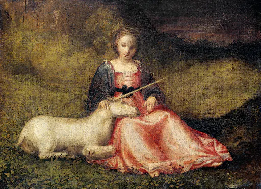 Woman with Unicorn (1510) by anonymous.