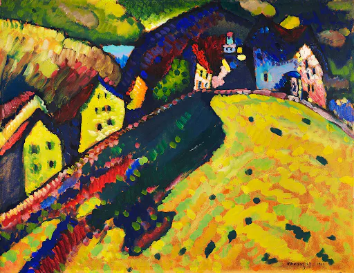 Houses at Murnau (1909) by Wassily Kandinsky.