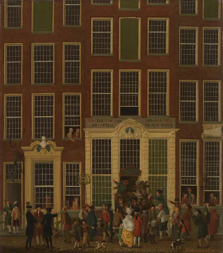 The Bookshop and Lottery Agency of Jan de Groot in the Kalverstraat in Amsterdam (1779) by Isaac Ouwater.