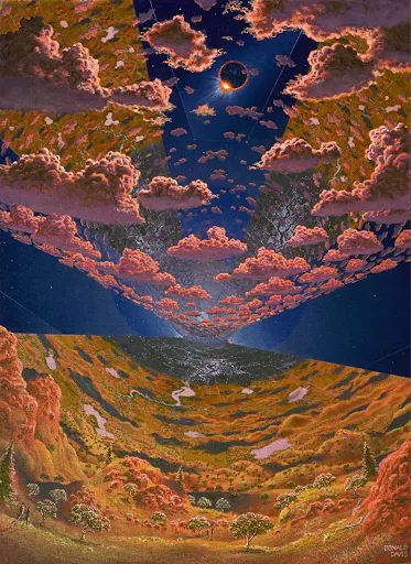 Internal view of the O’Neill cylinder (2015) painting by Don Davis.