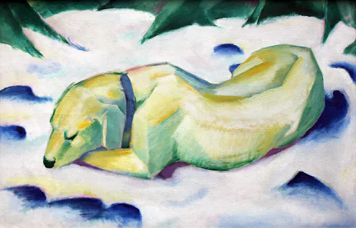 Dog Lying in the Snow (1911) by Franz Marc.