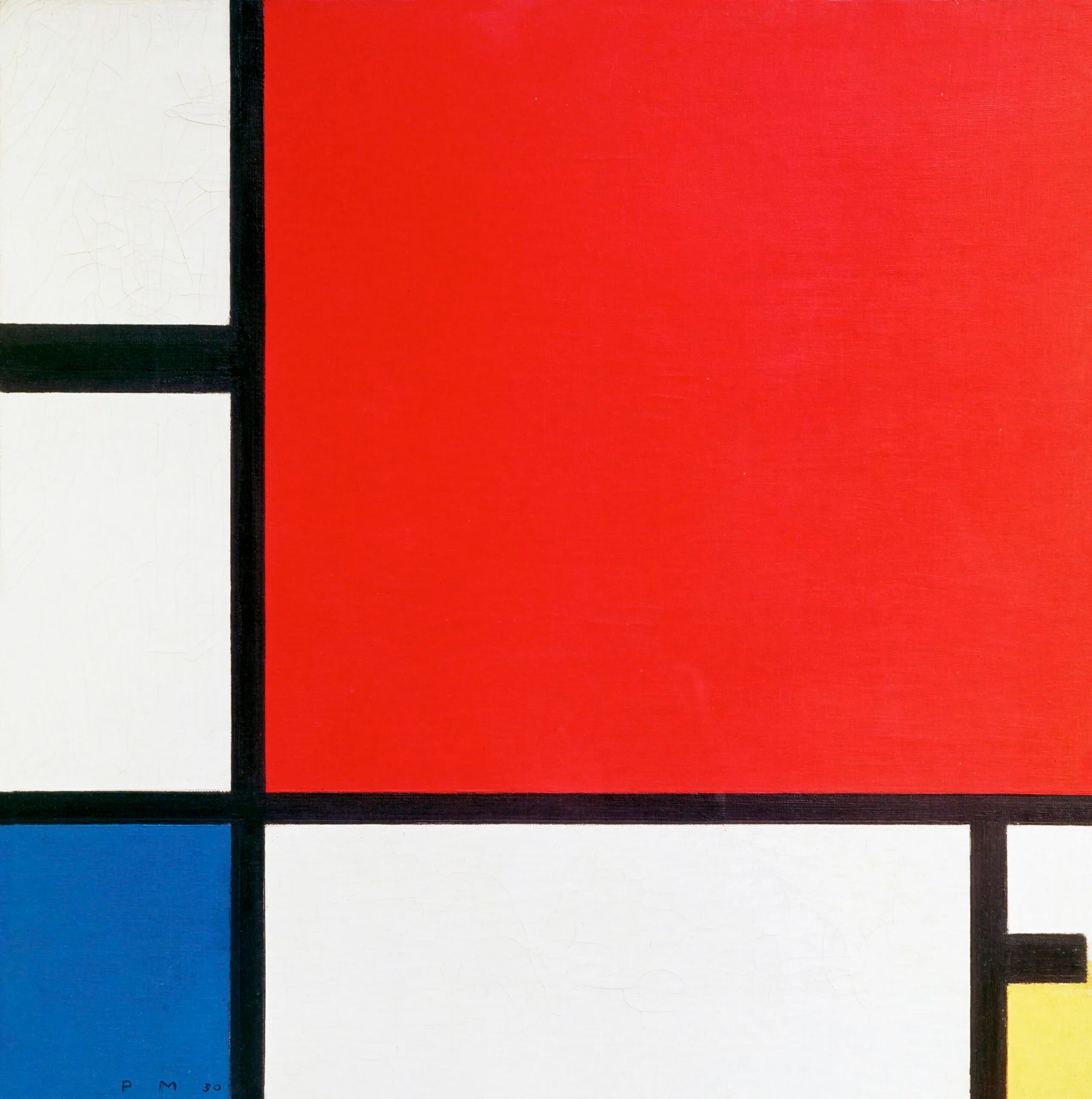Piet Mondrian’s Composition with Red, Blue, and Yellow (1930).