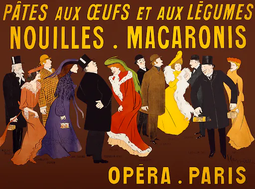 Celebrities holding packages of the product (1901) by Leonetto Cappiello.