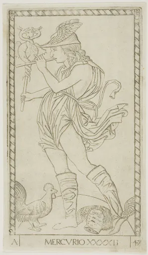 Mercury, plate 42 from Planets and Spheres by Master of the E-Series Tarocchi