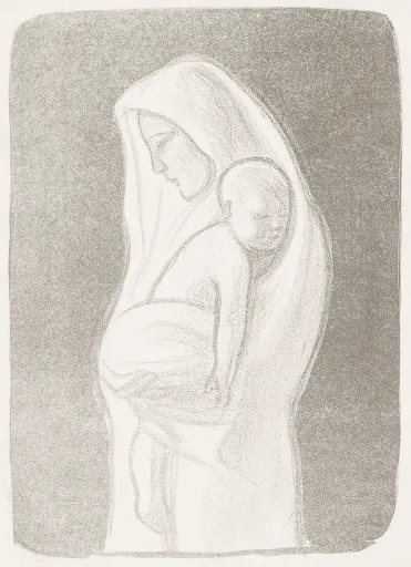 Mother, a fragment from the tampere cathedral altar fresco (1907) by Magnus Enckell.